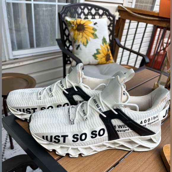 Just So So Other - White Sneakers with Black Text Design